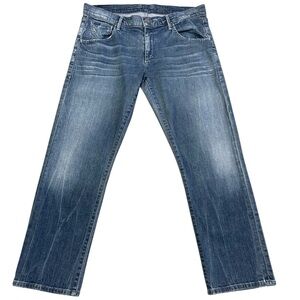 Goldsign Jeans Ankle Cropped Length Straight Leg Distressed Denim Size 28